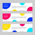 Web banner design with colorful circles. Design template for website, header or footer. Business card layout. Vector illustration Royalty Free Stock Photo